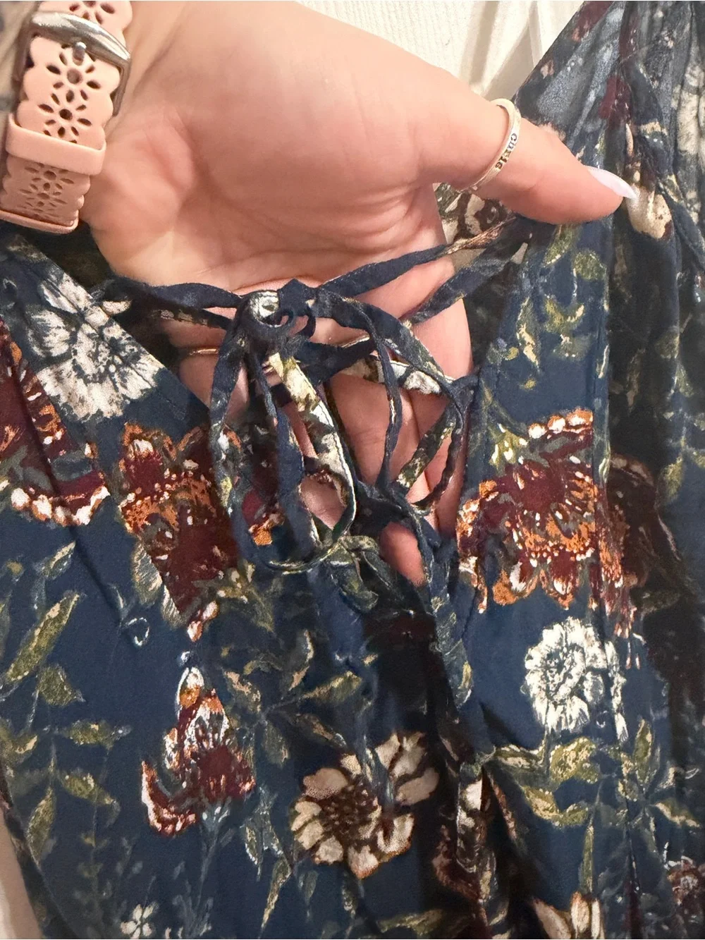 Abercrombie & Fitch Floral Corset Lace Up Back Maxi Dress M Tiered